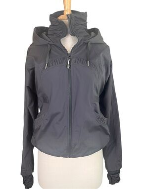 Vintage Lululemon Community Jacket Size 6 Grey Ruched Hooded Lined Dance Studio